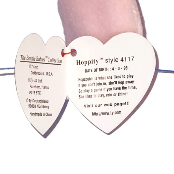 Vintage 1997 Ty Beanie Baby HOPPITY Pink Rabbit w/ Tag - Rare Plush Animal #4117 - Picture 4 of 6